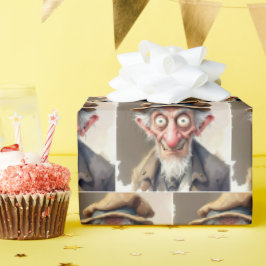 Gekke karikatuur oud Man Cadeaupapier