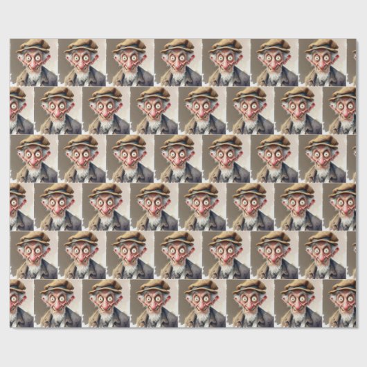 Gekke karikatuur oud Man Cadeaupapier (Vlak)