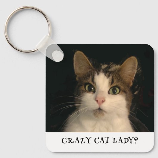 Gekke kat dame foto's aangepaste tekst sleutelhanger (Voorkant)