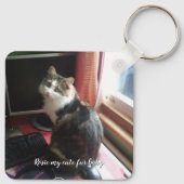 Gekke kat dame foto's aangepaste tekst sleutelhanger (Achterkant)