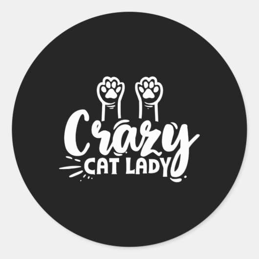 Gekke kat dame kat mam voor en ronde sticker (Voorkant)