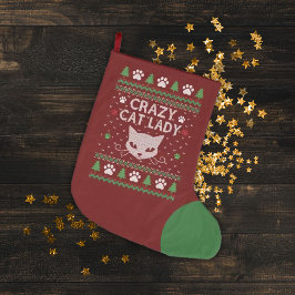 Gekke kat dame lelijke kerst trui grote kerstsok