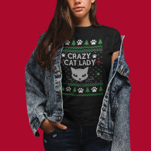 Gekke kat dame lelijke kerst trui t-shirt