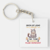 Gekke kat dame of katachtige liefhebber? sleutelhanger (voorkant)