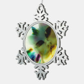 Gekke Kat Dame Pewter Snowflake Ornament (Rechts)
