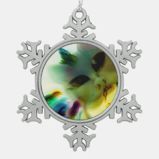 Gekke Kat Dame Pewter Snowflake Ornament