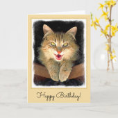 Gekke Kat die - het Leuke Originele Art. van de Kaart (Gele Bloem)