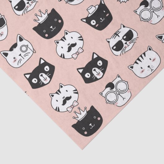 Gekke kat Face Doodles Tissuepapier (Detail)