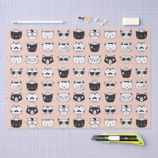 Gekke kat Face Doodles Tissuepapier (Craft)