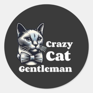 Gekke kat Gentleman - Grappige Feline Ronde Sticker