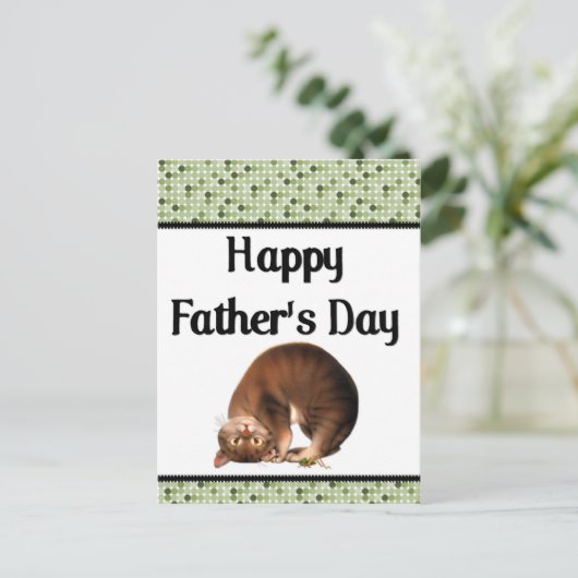 Gekke kat - Happy Vaderdag Briefkaart (Staand voorkant)