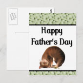 Gekke kat - Happy Vaderdag Briefkaart (Voorkant / Achterkant)