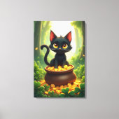 Gekke kat in een pot met goud canvas afdruk (Voorkant)