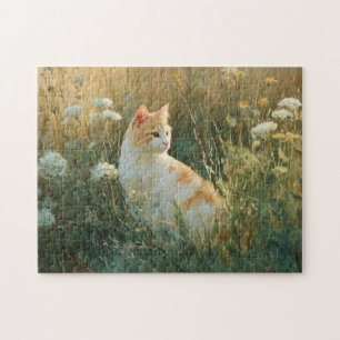 Gekke Kat In Een Wildflower Field Legpuzzel