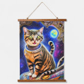 Gekke kat in Space World Meme Artwork Hangend Wandkleed (Voorkant 2)