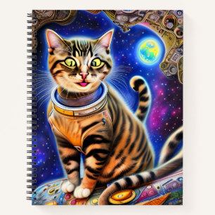 Gekke kat in Space World Meme Artwork Notitieboek