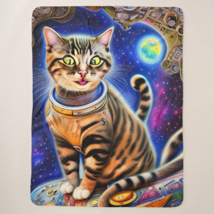 Gekke kat in Space World Meme Artwork Sherpa Deken