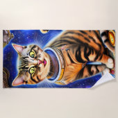Gekke kat in Space World Meme Artwork Strandlaken (Voorkant)