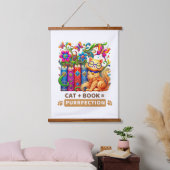 Gekke kat met boeken en vlinders hangend wandkleed (Slaapkamer)