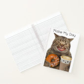Gekke Kat met Donut en Koffie op maat Notitieboek (Binnen)