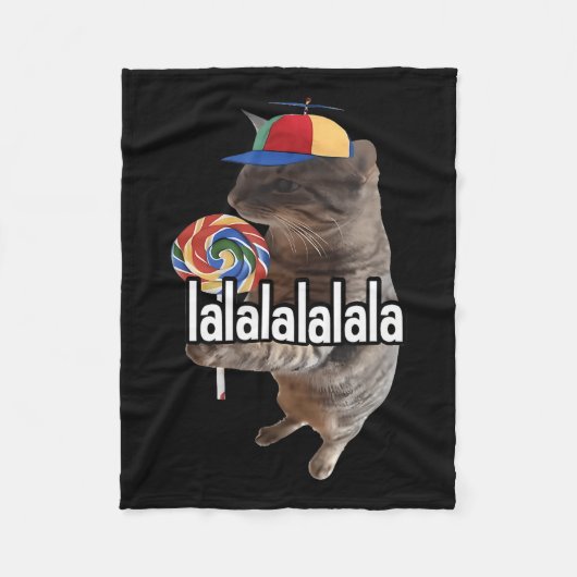 Gekke kat met lolly meme fleece deken (Voorkant)