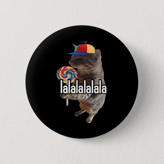 Gekke kat met lolly meme ronde button 5,7 cm (Voorkant)