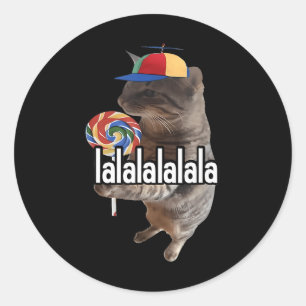 Gekke kat met lolly meme ronde sticker