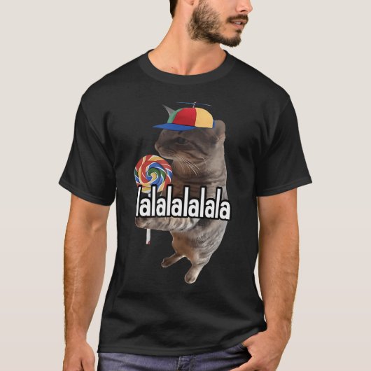 Gekke kat met lolly meme t-shirt (Voorkant)