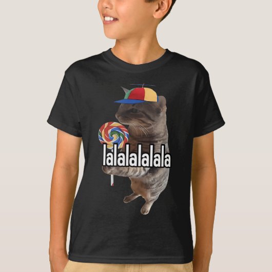 Gekke kat met lolly meme t-shirt (Voorkant)