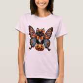 Gekke kat met vlindervleugels en pompoen t-shirt (Voorkant)