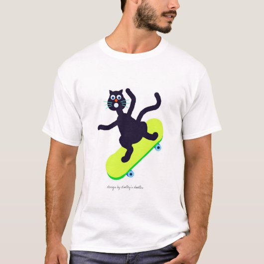 gekke kat op skateboard t-shirt (Voorkant)