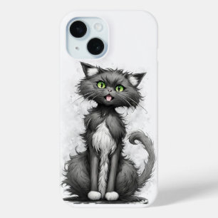 Gekke kat op wit iPhone 15 case