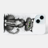 Gekke kat op wit Case-Mate iPhone case (Achterkant (horizontaal))
