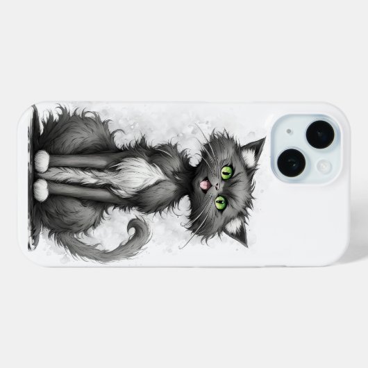 Gekke kat op wit Case-Mate iPhone case (Achterkant (horizontaal))