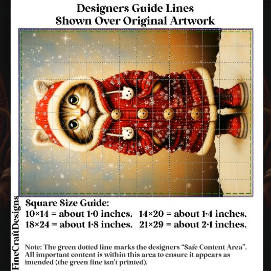 Gekke kat, rode jas, sneeuw EJ5 Decoupage Tissuepapier