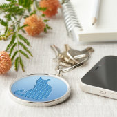 Gekke Kat - tinten blauw Sleutelhanger (Zijkant)