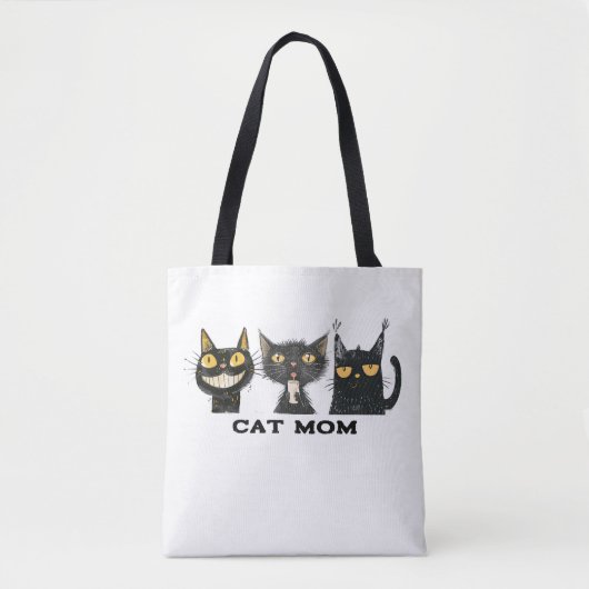 Gekke kat trio kat moeder tote bag (Voorkant)