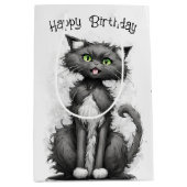 Gekke kat voor verjaardag medium cadeauzakje (Voorkant)