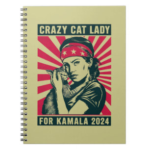 Gekke Kat Vrouw Voor Kamala 2024  Notitieboek
