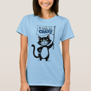 Gekke kat, zwart-wit kattenliefhebbers t-shirt