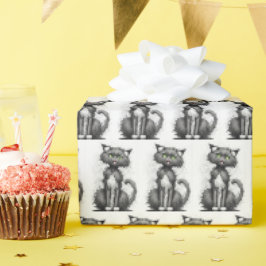 Gekke katachtige op wit cadeaupapier