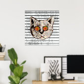 gekke katachtige spiraalogen poster (Thuiskantoor)