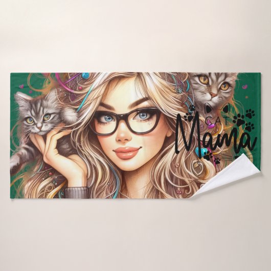 Gekke Katten Dame Badhanddoek (Badhanddoek)