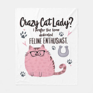 Gekke Katten Dame? Grappig Kattenliefhebber Cadeau Fleece Deken