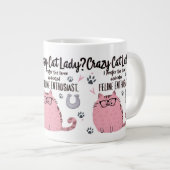 Gekke Katten Dame? Grappig Kattenliefhebber Cadeau Grote Koffiekop (Voorkant rechts)