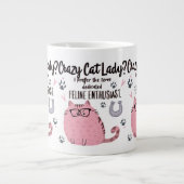 Gekke Katten Dame? Grappig Kattenliefhebber Cadeau Grote Koffiekop (Voorkant)