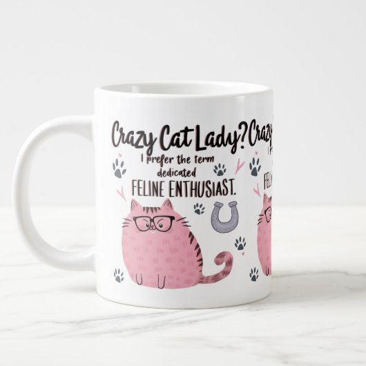 Gekke Katten Dame? Grappig Kattenliefhebber Cadeau Grote Koffiekop (Links)