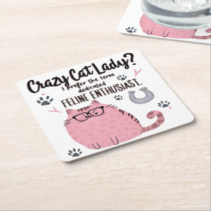 Gekke Katten Dame? Grappig Kattenliefhebber Cadeau Kartonnen Onderzetters