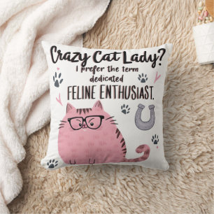 Gekke Katten Dame? Grappig Kattenliefhebber Cadeau Kussen