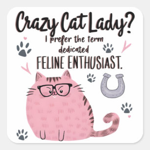 Gekke Katten Dame? Grappig Kattenliefhebber Cadeau Vierkante Sticker